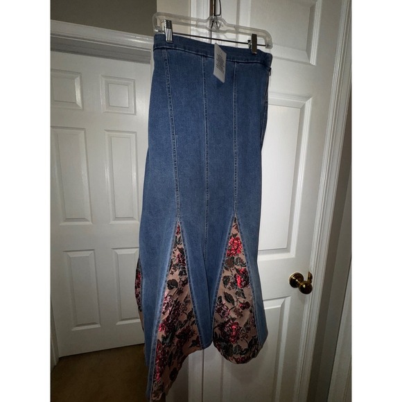 Majorelle Women's Denim Floral Maxi Skirt Unique Mermaid Style Size L - Picture 5 of 9